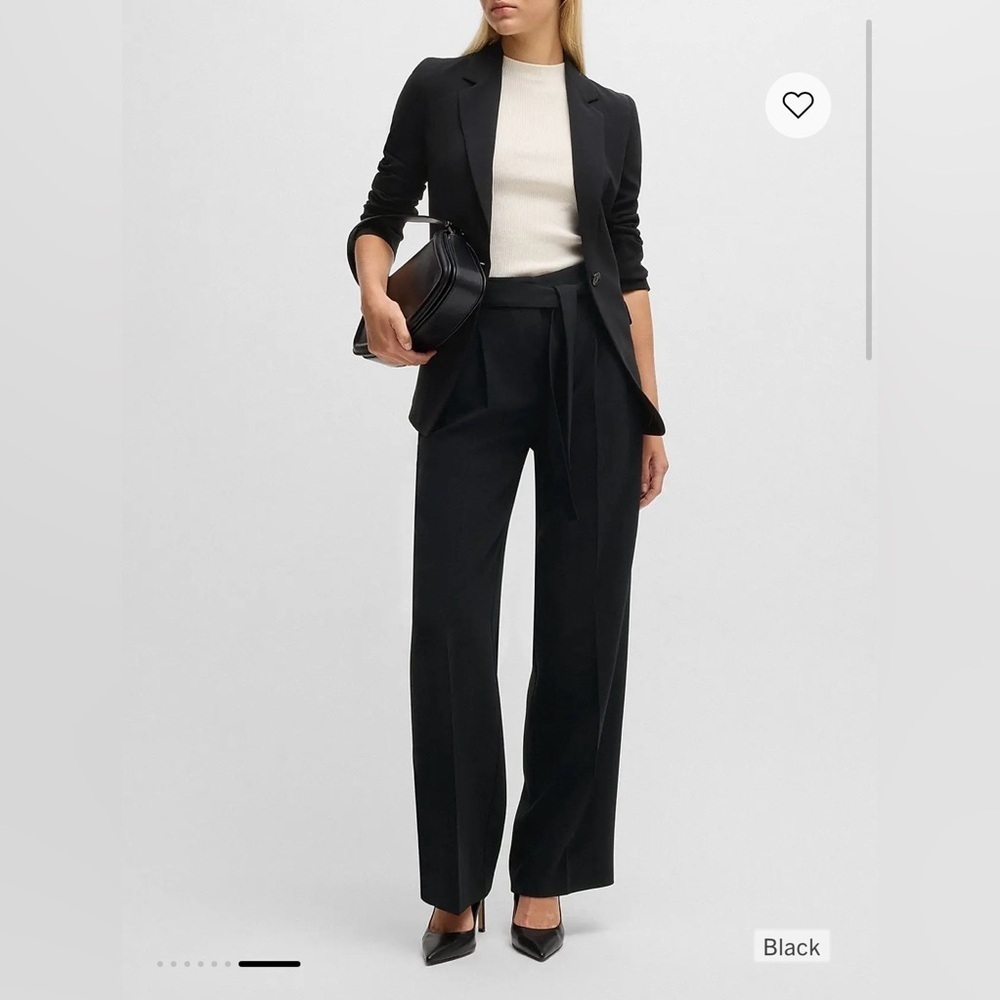 VINCE | WIDE LEG TROUSER BELTED WAIST PANT IN BLACK SIZE 6
